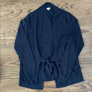 Jcrew factory size small black tie front sweater